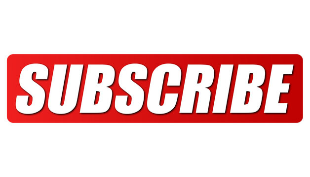 Subscribe button icon red 3D social media subscribe label isolated on white background