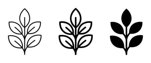 Obraz premium Minimalist Leaf Icons, Botanical Vector Graphics, Organic Plant Symbols, Nature Elements Set