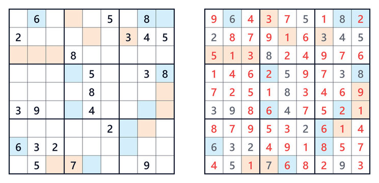 Sudoku puzzle 9x9 expert level for adults printable with answers A4
