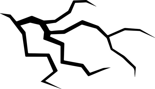 Cracked surface with black lines  isolated on transparent background
