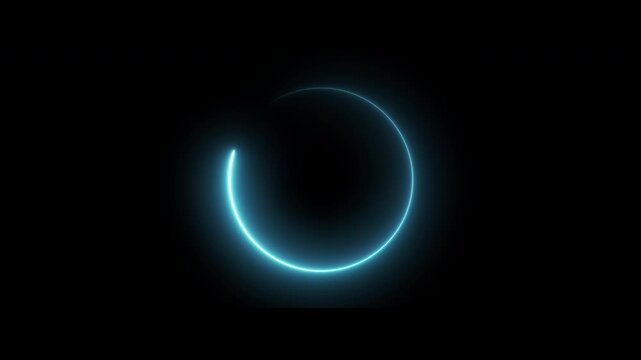 Neon Circle Frame Rotation Glowing Animation Loop. Glowing Neon Ring Rotating Frame Light Effect 4K Animation.
