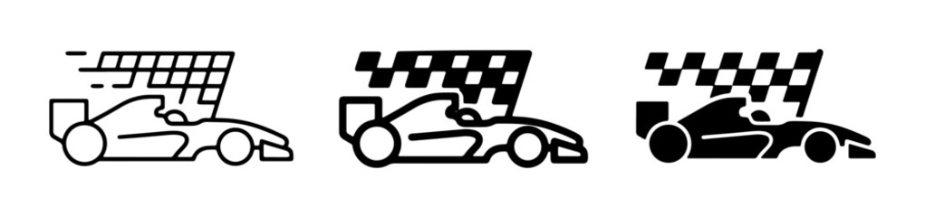 Naklejka premium Formula 1 Racing Car Icons, Speeding Sports Vehicle Vector Graphics, Motorsport Competition Symbols