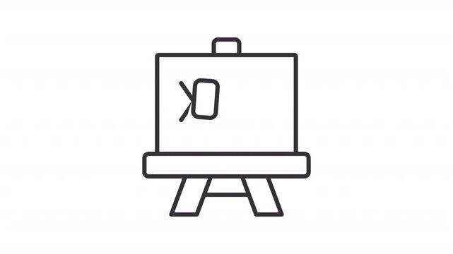 Animated blackboard with math formula line icon. Algebra animation. Using letters and symbols. Academic subject learning. Outline element on white background. HD video with alpha channel