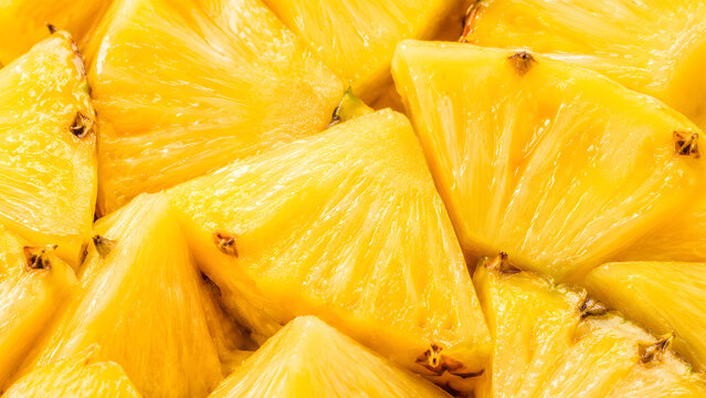 closeup background of pineapple slices