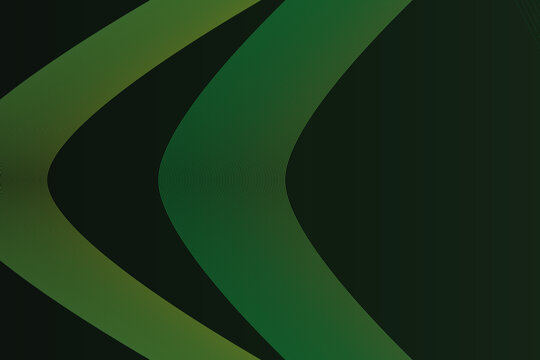 Parallel chevron lines in lime, green, and emerald gradient, arranged on a solid black background field