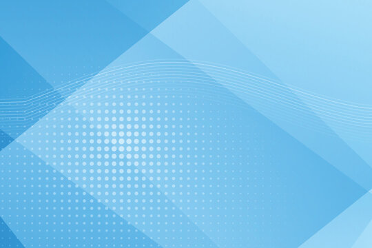 Cyan abstract background, with diagonal geometric, shapes, halftone dot, pattern, and thin, wavy parallel