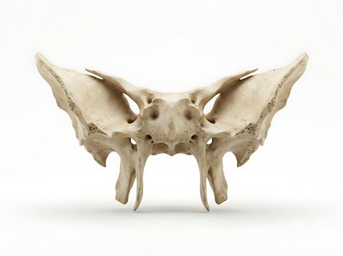 Anterior view of the human sphenoid bone isolated on white background