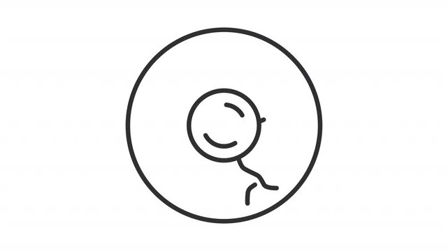 Animated sphere with electric flashes line icon. Plasma physics animation. Freely moving ions and electrons studying. Outline element on white background. HD video with alpha channel
