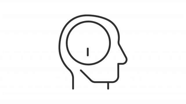 Animated psychology line icon. Human mind researching animation. Scientific study of behavior. Mental health analysis. Outline element on white background. HD video with alpha channel