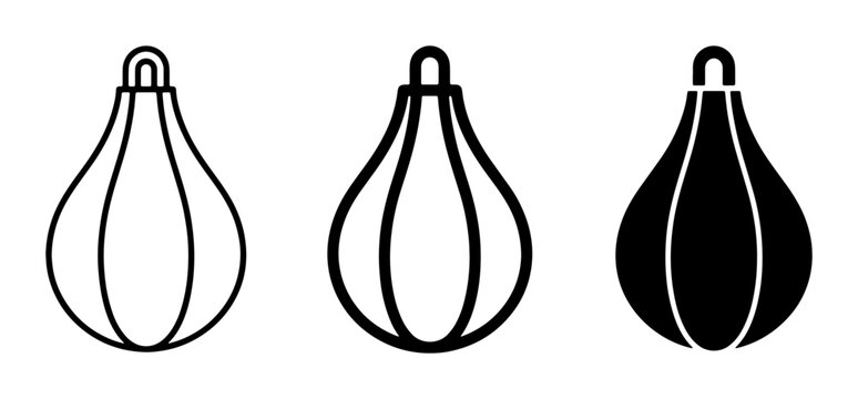 Speed Bag Icons, Boxing Punching Bag Vector Set, Training Equipment Graphics, Martial Arts Workout Symbols