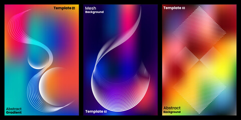 Fototapeta premium Abstract Gradient Shape Posters with Fluid Transparent Effects Vector Set