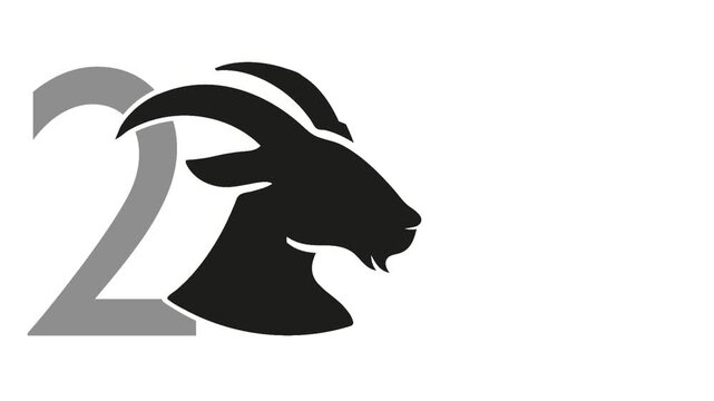 animation with numbers 2027 with an animal design, namely with the profile of a goat which is the symbol of 2027