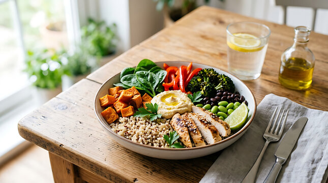 Delicious and healthy chicken bowl packed with nutrients and fresh ingredients, perfect for a balanced meal