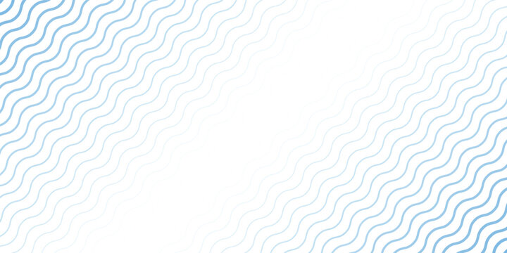 Blue wave texture gradient. Fading curved linear halftone gradation. Vector wavy water lines pattern wallpaper. Blue thin to thick undulate stripes background for overlay, print, cover, graphic design