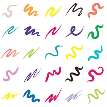 Unique Abstract Vibrant Color Brush Line Vector Element Kit