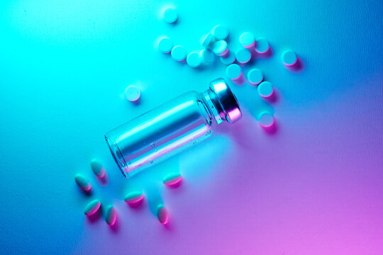 Glp 1 medication vial and pills for metabolic therapy
