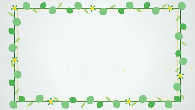 Green leaves frame border decoration.