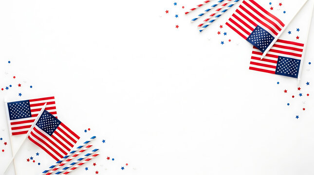 American flag decorations with red white and blue stripes and stars for patriotic celebration