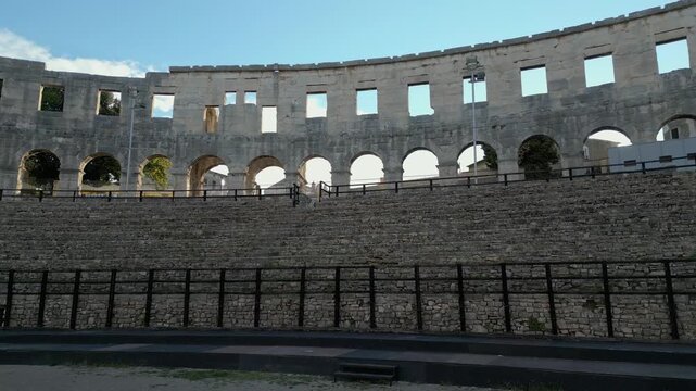 Amphitheater Ruins in Pula-Croatia Aerial View 003