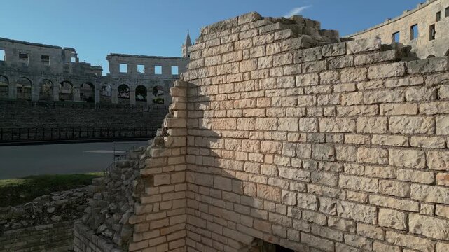 Amphitheater Ruins in Pula-Croatia Aerial View 007