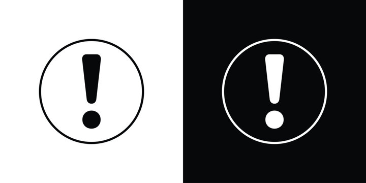 Exclamation button icon line glyph pack