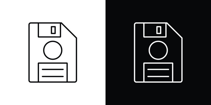 Floppy disk icon line glyph pack
