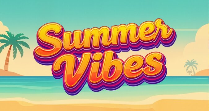 summer vibes retro color 3d editable text effect
