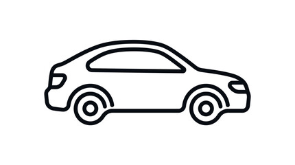 Fototapeta premium Modern Car Outline Icon, Minimalist Automotive Silhouette, Vector Illustration