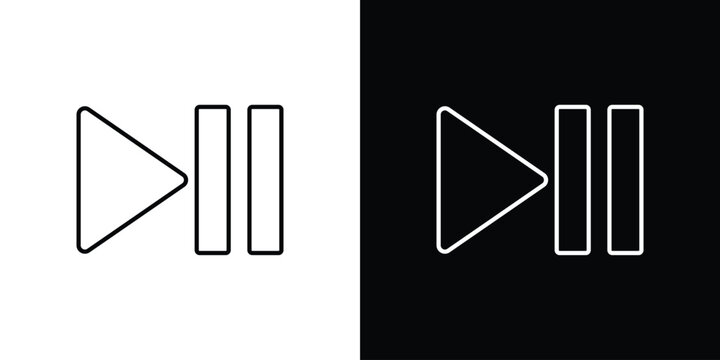 Play pause icon line glyph pack