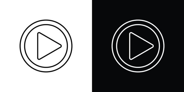 Play button icon line glyph pack