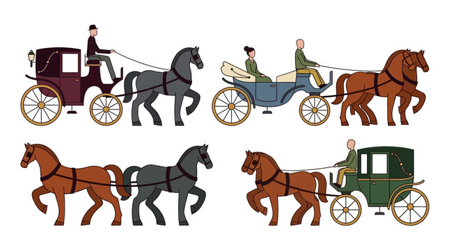 Horse Drawn Carriages Illustration.