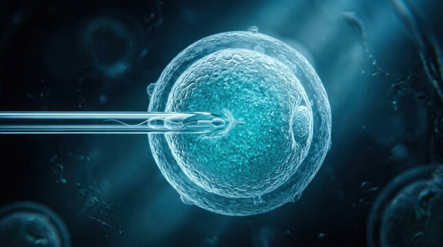 Microscopic View of In Vitro Fertilization Process with Scientific Precision.