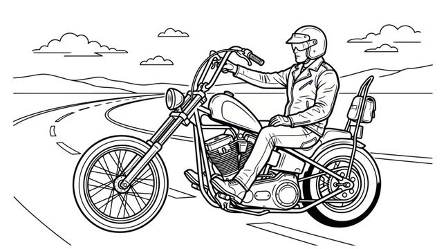 Man riding a custom chopper motorcycle on an open highway
