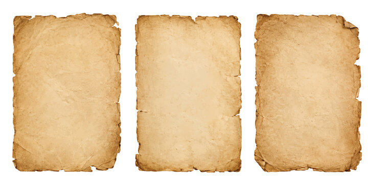 Vintage antique old paper sheets with ripped edges. The texture of vintage paper or parchment