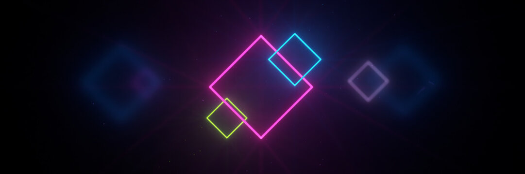 Neon Rhombus Shapes on Dark Background geometric glowing