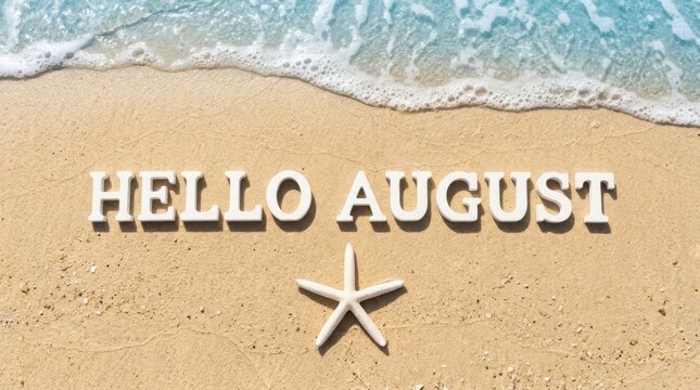 Hello August Beach Background