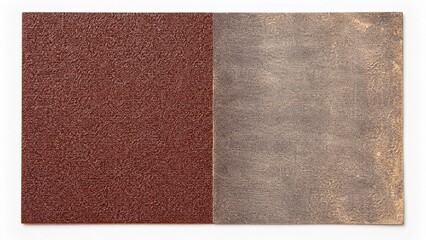 Fototapeta premium Sandpaper sheet comparison, one side pristine rough and the other worn smooth.