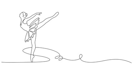 Elegant Ballet Dancer in Continuous Line Art © Kensusei