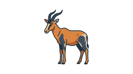 Obraz premium Illustration of a Hartebeest Antelope Standing Isolated on White Background