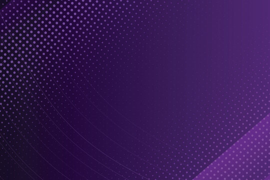 Deep purple background, featuring diagonal halftone, dot patterns, thin, parallel lines, and, gradient shading