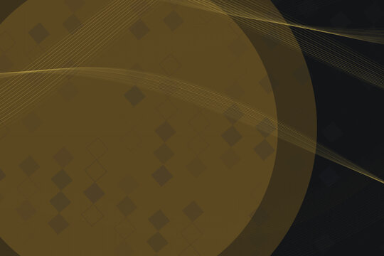 Gold wavy lines and faint diamond pattern on a dark background, with circular gradient, overlay shapes