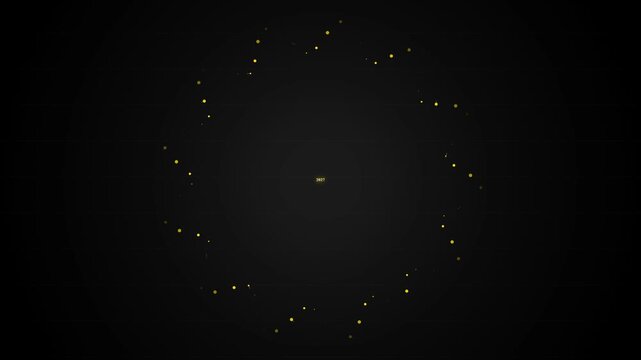 Golden 2027 typography centered on a black background with glowing particles for New Year celebration