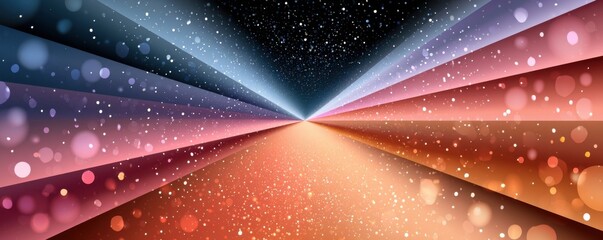 Fototapeta premium Vibrant abstract tunnel of light with bokeh particles and radial perspective for futuristic designs