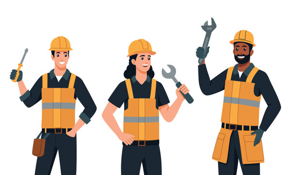 Construction workers graphic vector illustration