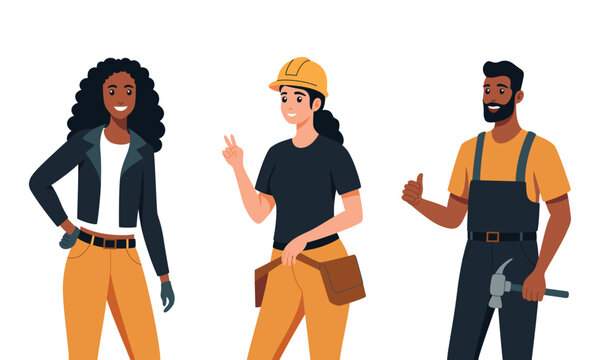 Construction worker with flat style graphic vector illustration