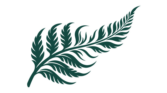 Elegant dark green silver fern leaf symbol