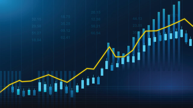 Financial growth chart illustration. Market performance and trading analysis. Investment forecasting with data indicators. Modern business technology background.