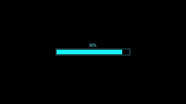 Animated progress bar from zero to hundred increasing percentage animation on black background. Bright loading bar. Loading animation- Footage loading icon suitable for ,4k quality animation video
