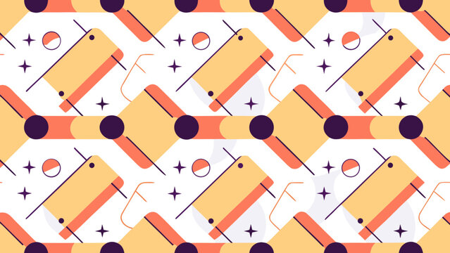Abstract geometric seamless pattern with rounded rectangles and stars in modern flat style abstract geometric seamless rectangle minimalist background illustration creative backdrop colorful