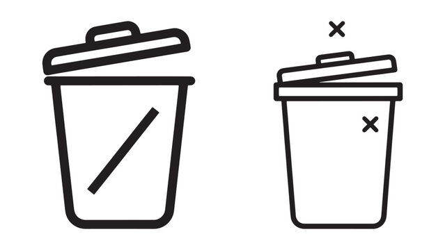 Recyclable And Nonrecyclable Trash Bins Icons For Waste Sorting And Environmental Disposal